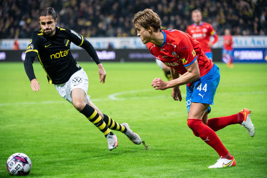 AIKs Zachary Elbouzedi och Helsingborgs Thomas Rogne