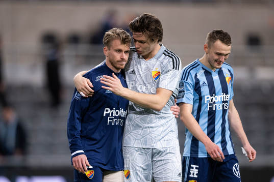 Djurgårdens Rasmus Schuller och målvakt Jacob Widell