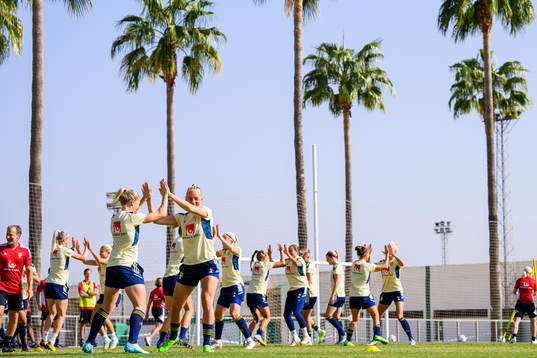 Emma Kullberg and Stina Blackstenius of the Swedish women's