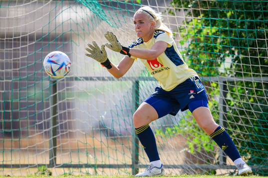 Goalkeeper Emma Holmgren of the Swedish women's national