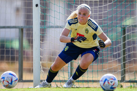 Goalkeeper Emma Holmgren of the Swedish women's national
