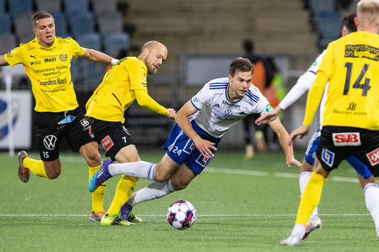 Mjällbys Viktor Gustafson och IFK Norrköpings Anton