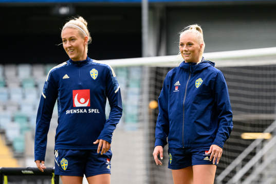 Emma Kullberg and Stina Blackstenius of the Swedish women's