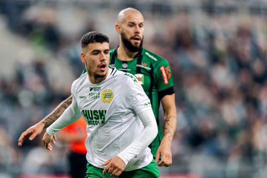 Hammarbys Edvin Kurtulus och Varbergs Robin Simovic
