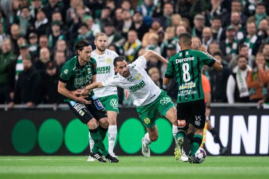 Varbergs Robin Tranberg och Hammarbys Loret Sadiku