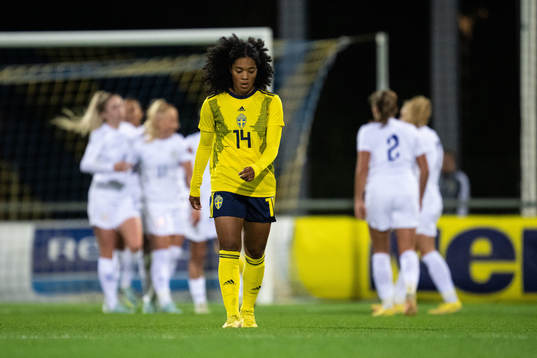 Evelina Duljan of Sweden looks dejected