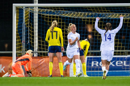 goalkeeper Emma Holmgren and Elma Junttila Nelhage of
