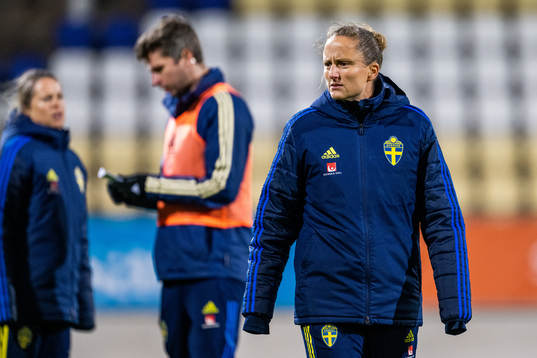 Goalkeeper coach Sofia Lundgren of Sweden