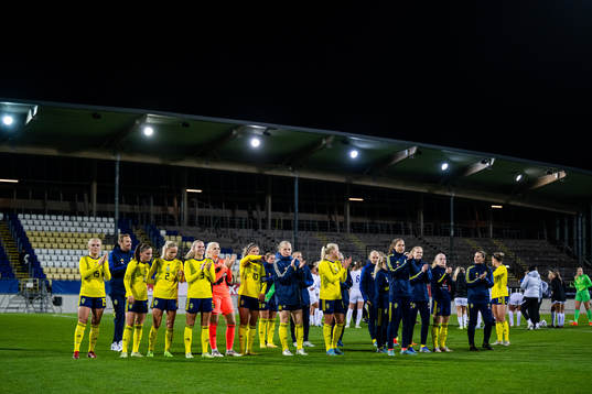 Players of Sweden recognize the spectators