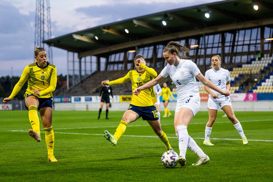 Cornelia Kapocs and Hanna Wijk of Sweden compete for the