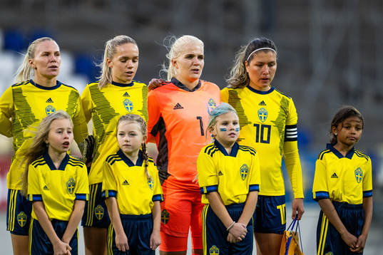 Josefin Rybrink, Hanna Lundkvist, goalkeeper Emma Holmgren