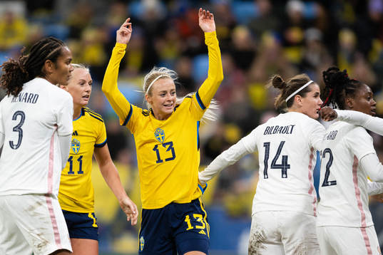 Amanda Ilestedt of Sweden celebrates the 2-0 goal