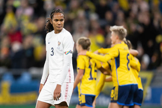 Wendie Renard of France looks dejected