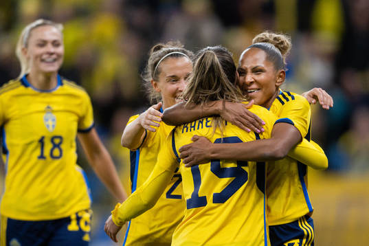 Madelen Janogy of Sweden celebrates the 3-0 goal