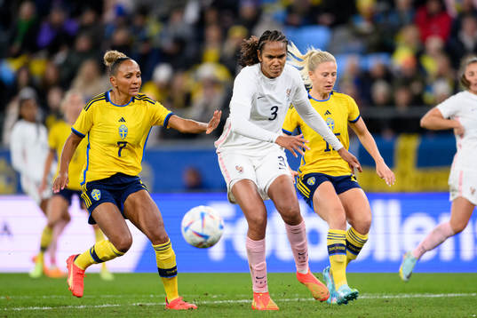 Madelen Janogy and Rebecka Blomqvist of Sweden against