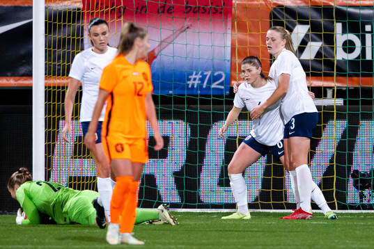 Goalkeeper Aurora Mikalsen , Maren Mjelde and Mathilde