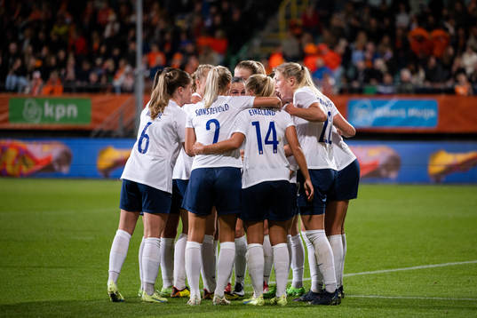 Players of Norway celebrate the 0-1 goal