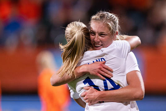 Amalie Eikeland and Sophie Roman Haug of Norway celebrates