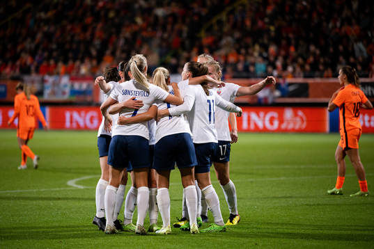 Players of Norway celebrate the 0-2 goal