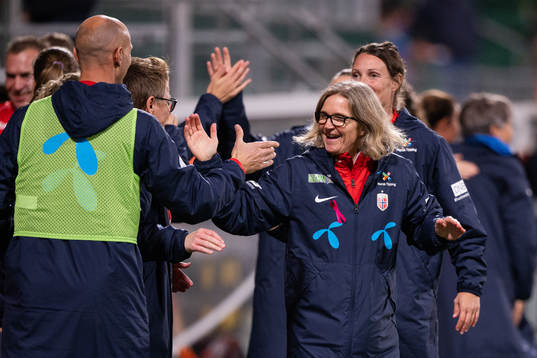 Head coach Hege Riise of Norway celebrates