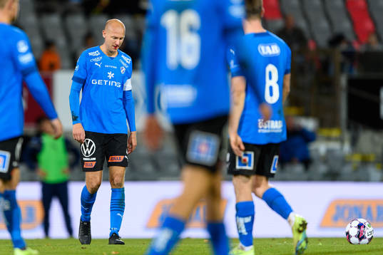 Halmstads Andreas Johansson deppar  fotbollsmatchen i