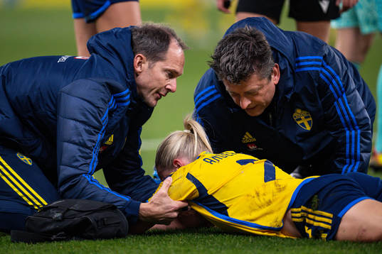 Jonna Andersson of Sweden in pain