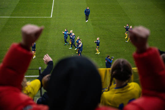 Players of Sweden celebrate