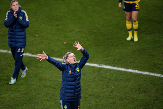 Olivia Schough of Sweden celebrates