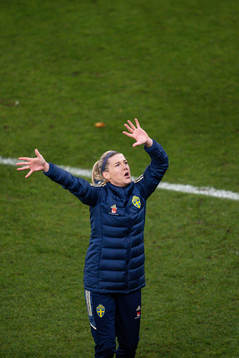 Olivia Schough of Sweden celebrates