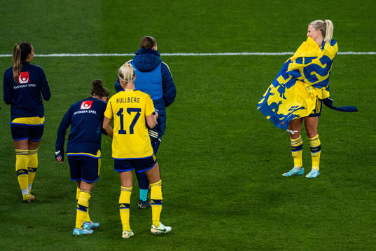 Rebecka Blomqvist of Sweden celebrates