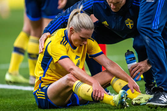 Jonna Andersson of Sweden in pain