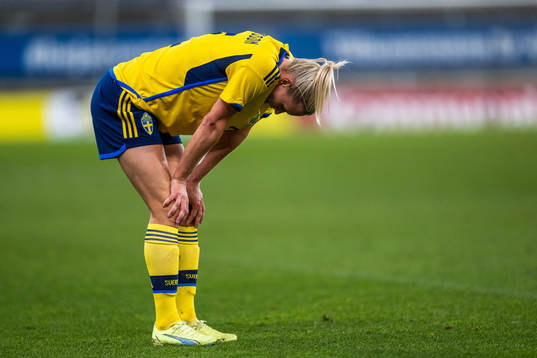 Jonna Andersson of Sweden in pain