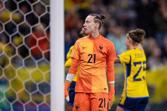 Goalkeeper Pauline Peyraud-Magnin of France looks dejected