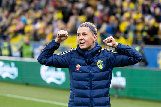 Olivia Schough of Sweden celebrates