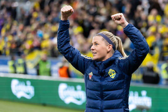 Olivia Schough of Sweden celebrates