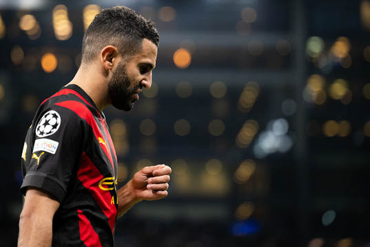 Riyad Mahrez of Manchester City looks dejected