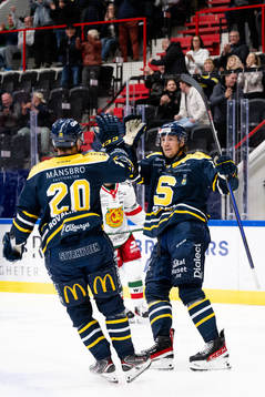 Södertäljes Nikola Pasic och Viktor Liljegren jublar