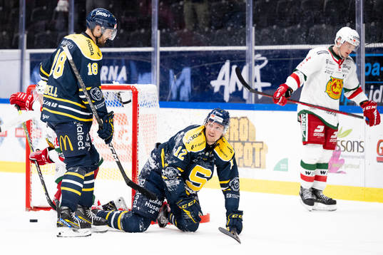 Södertäljes Linus Videll och Viktor Liljegren jublar