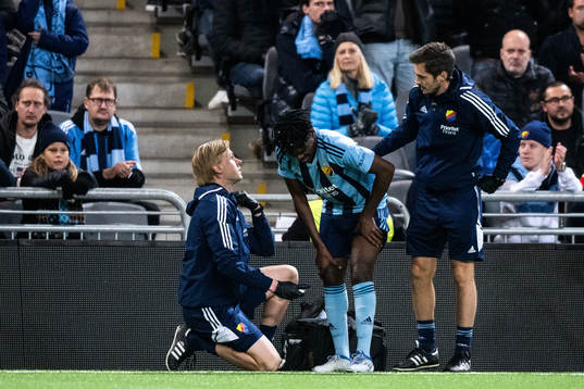 Joel Asoro of Djurgården in pain