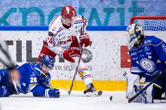 Leksands Patrik Noren och målvakt Mantas Armalis och
