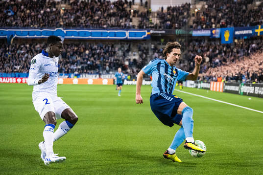 Joseph Okumu of Gent and Gustav Wikheim of Djurgården
