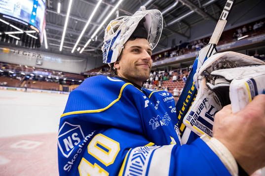 Leksands målvakt Mantas Armalis jubel