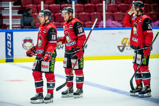 Malmö Redhawks Matias Lassen, Marcus Sylvegård och Thomas