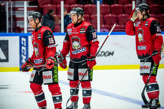 Malmö Redhawks Matias Lassen, Marcus Sylvegård och Thomas