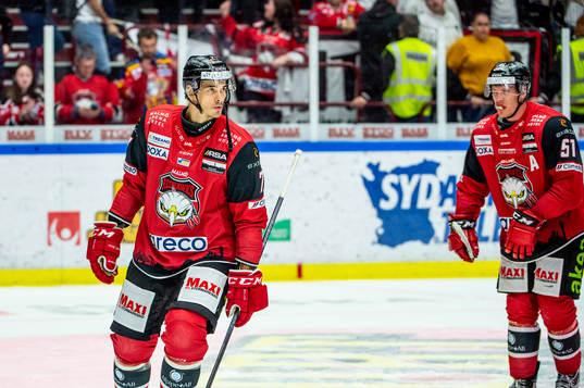Malmö Redhawks Oliver Lauridsen och Emil Sylvegård deppar