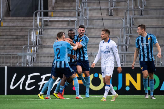 Emmanuel Justine Rabby Banda of Djurgården celebrates with