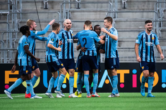 Emmanuel Justine Rabby Banda of Djurgården celebrates with