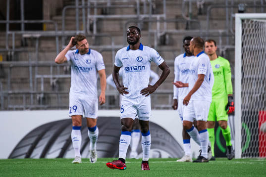 Elisha Owusu of Gent reacts
