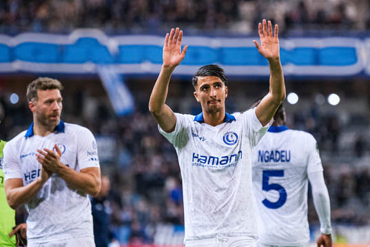 Ibrahim Salah of Gent gestures to their supporters