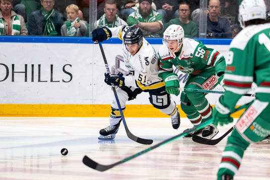 HV71s Andy Miele och Rögles Adam Engström